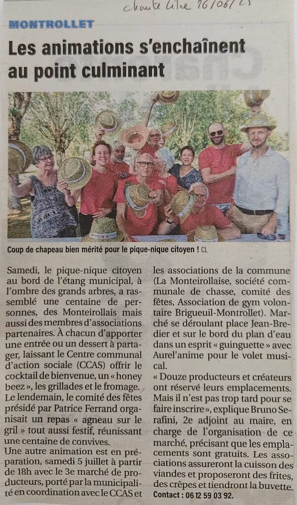 Coupure de Charente Libre du 26 juin 2025 : « Les animations s’enchaînent au point culminant »