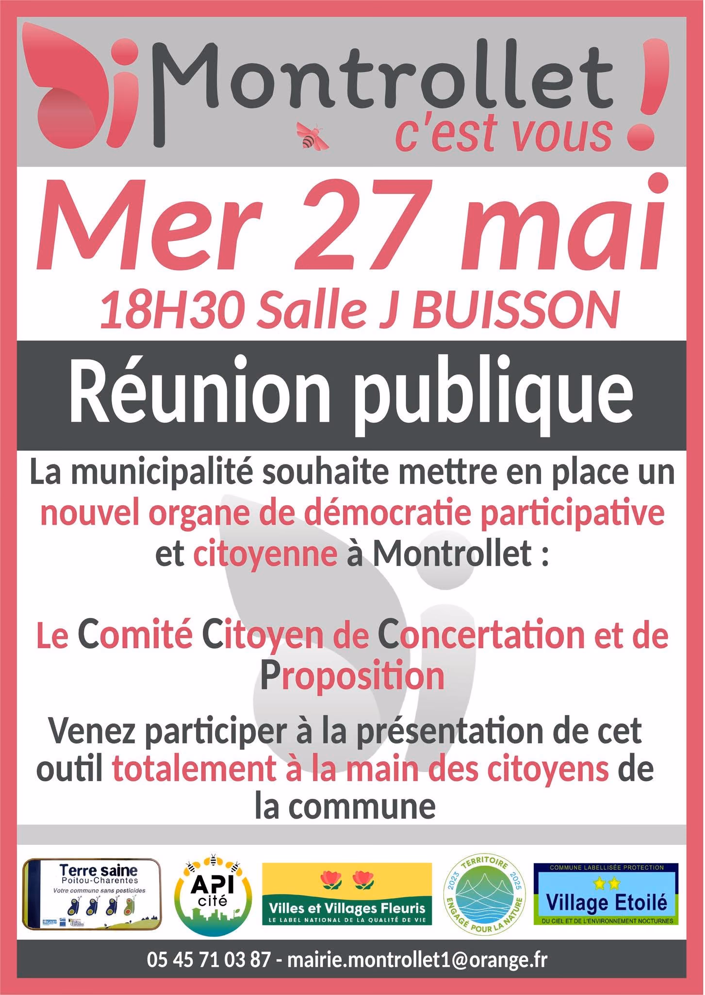 L’affiche annonçant la réunion publique du 27 mai